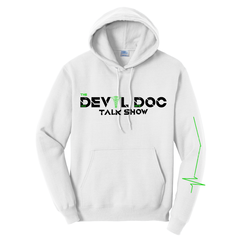 Devil Doc Talk Show Hoodie White Front