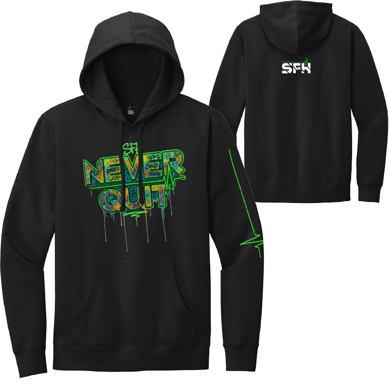 Never Quit Hoodie Black Double