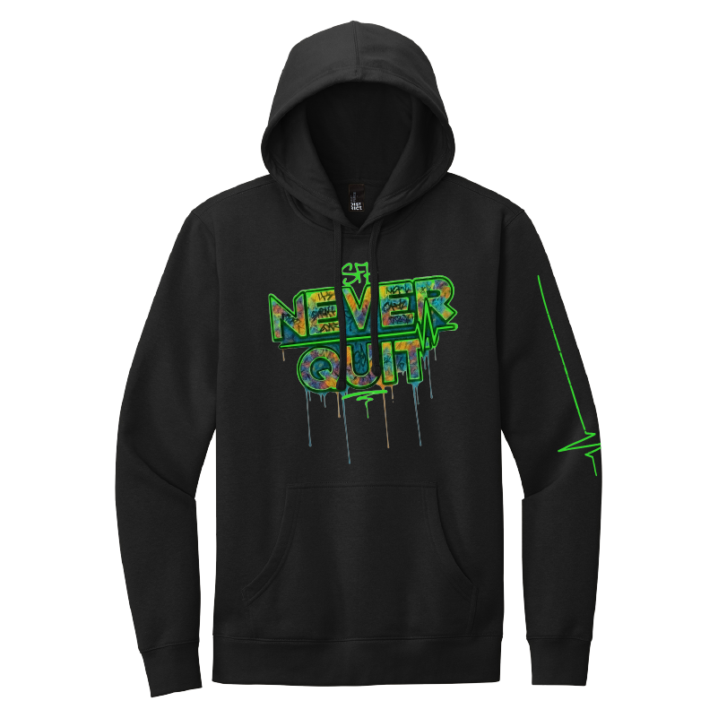 Never Quit Hoodie Black Front