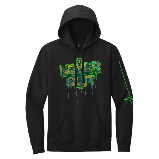 Never Quit Hoodie Black Front