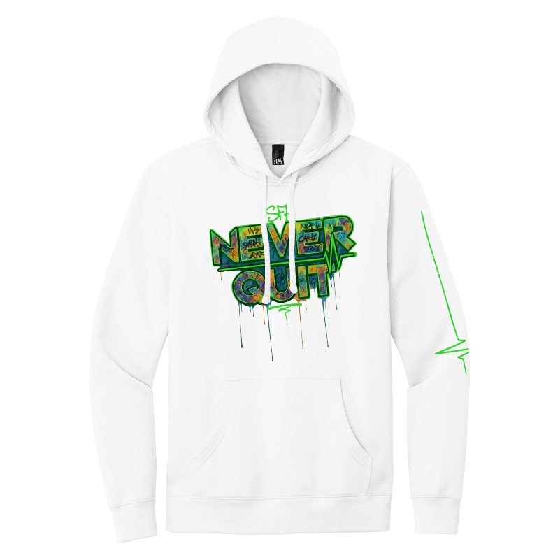 Never Quit Hoodie White Front